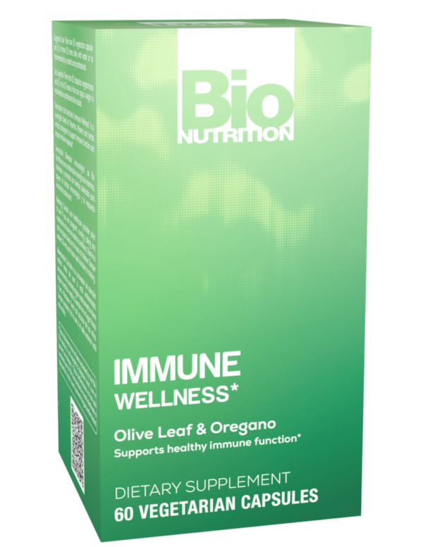 Bio nutrition immune wellness olive & oregano capsules.